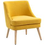 Armstoel - Linnen &amp; Houten Frame - Geel, Huis en Inrichting, Overige kleuren, Nieuw, Ophalen of Verzenden, Modern