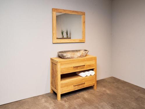 Teak badkamermeubelset 110cm | Direct leverbaar, Huis en Inrichting, Badkamer | Badkamermeubels, 25 tot 50 cm, Nieuw, Wastafelkast