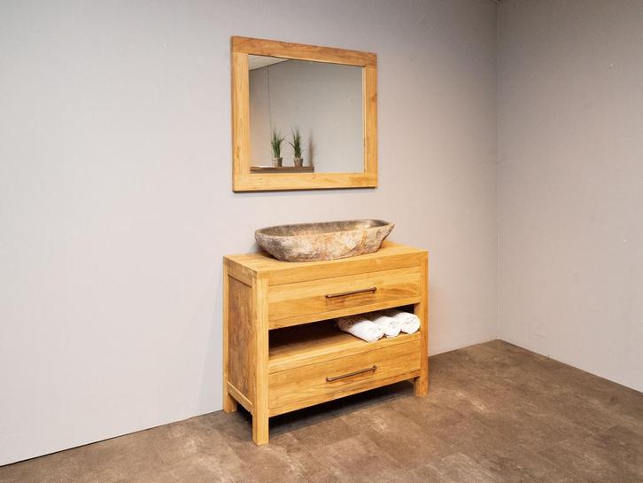 Teak badkamermeubelset 110cm | Direct leverbaar, Huis en Inrichting, Badkamer | Badkamermeubels, 25 tot 50 cm, Nieuw, Wastafelkast