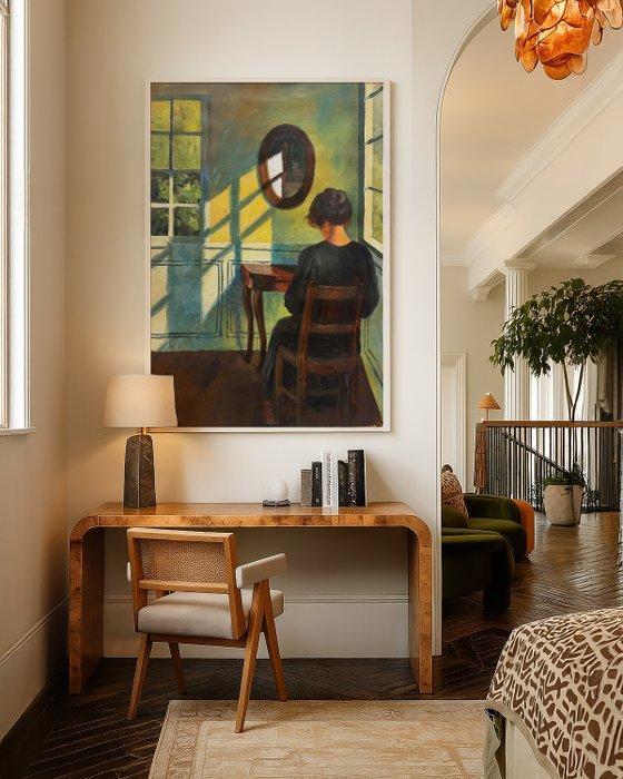 E. García - A TRAVÉS DE MI VENTANA XL (NO RESERVE), Antiek en Kunst, Kunst | Schilderijen | Modern