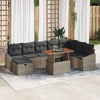 vidaXL Tuinbank Set 9 pcs Grijs poly rattan, Tuin en Terras, Verzenden, Nieuw