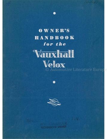 1948 VAUXHALL VELOX INSTRUCTIEBOEKJE ENGELS, Ophalen of Verzenden