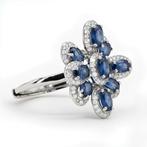 Zonder minimumprijs - Ring Verguld Saffier - Topaas - 18kt, Handtassen en Accessoires, Ringen, Nieuw