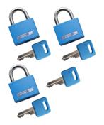 Set van 3 hangsloten (30 mm, blauw, met 4 sleutels), Verzenden