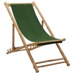 vidaXL Ligstoel bamboe en canvas groen, Tuin en Terras, Tuinstoelen, Verzenden, Nieuw