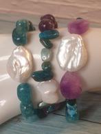 Apatite bleue, Améthyste, Perles de Biwa - Bracelet de