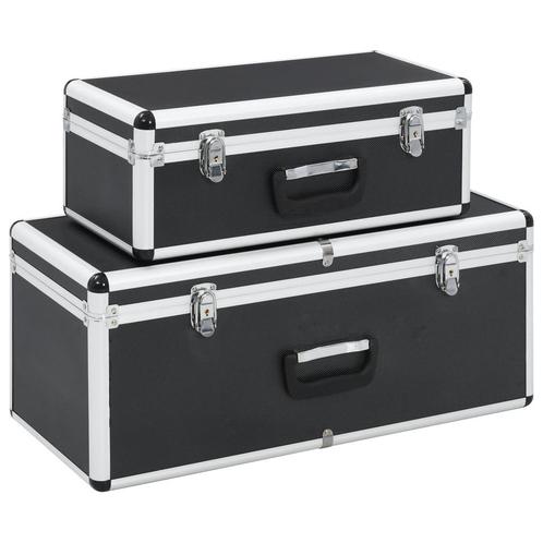 vidaXL Opbergkoffers 2 st aluminium zwart, Doe-het-zelf en Bouw, Gereedschapskisten, Nieuw, Verzenden