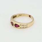 Bague - 18 carats Or jaune Diamant (Naturelle) - Robijn, Nieuw