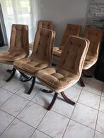 Stoel - Mahonie, Katoen - Zes eetkamerstoelen