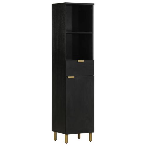 vidaXL Badkamerkast 38x33x160 cm massief mangohout zwart, Huis en Inrichting, Badkamer | Badkamermeubels, Nieuw, Verzenden