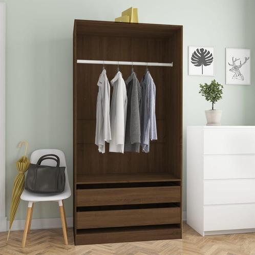 vidaXL Kledingkast 100x50x200 cm bewerkt hout bruin, Huis en Inrichting, Kasten | Kleerkasten, Nieuw, Verzenden