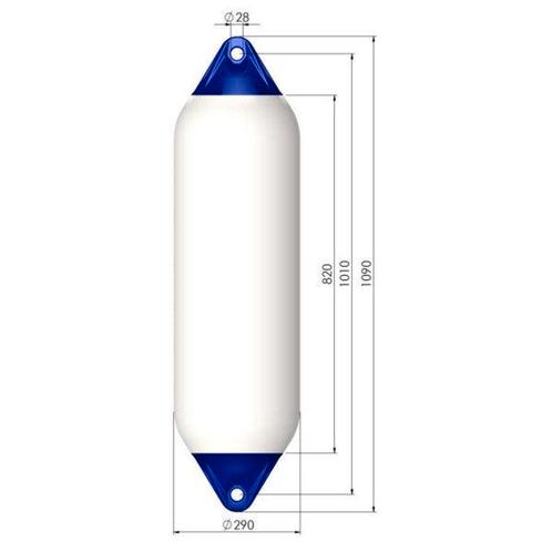 Bieden: Polyform F8 white heavy duty fender 144 x 38 cm, Watersport en Boten, Bootonderdelen, Ophalen of Verzenden