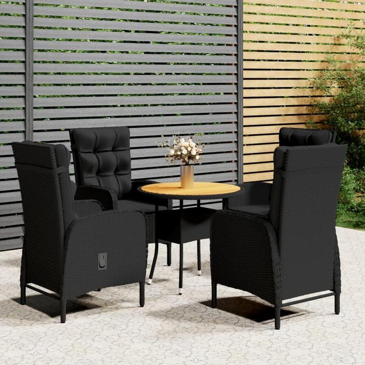 vidaXL 5-delige Tuinset poly rattan zwart, Tuin en Terras, Tuinsets en Loungesets, Tuinset, Nieuw, Verzenden