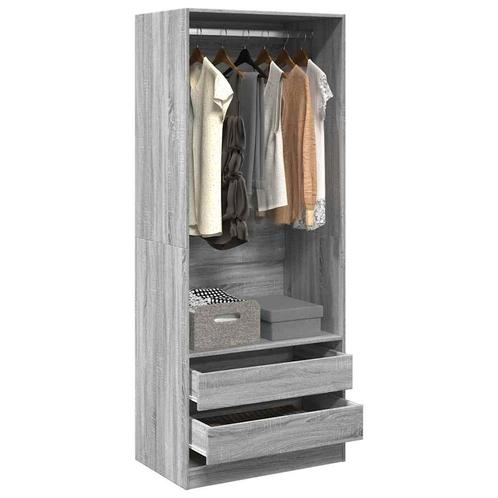 vidaXL Kledingkast 80x50x200 cm bewerkt hout grijs sonoma, Huis en Inrichting, Kasten | Kleerkasten, Nieuw, Verzenden