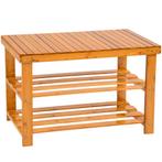 Houten schoenenrek met 2 niveaus en zitbank 70x28x45,5cm - b, Nieuw, Verzenden