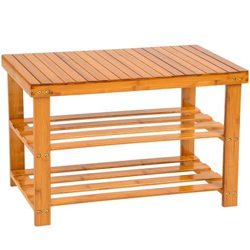 tectake Bamboe schoenenbank met 2 niveaus en bank 70x28x45,5, Huis en Inrichting, Overige Huis en Inrichting, Verzenden
