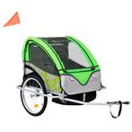 vidaXL Fietstrailer en kinderwagen 2-in-1 groen en grijs, Fietsen en Brommers, Verzenden, Nieuw