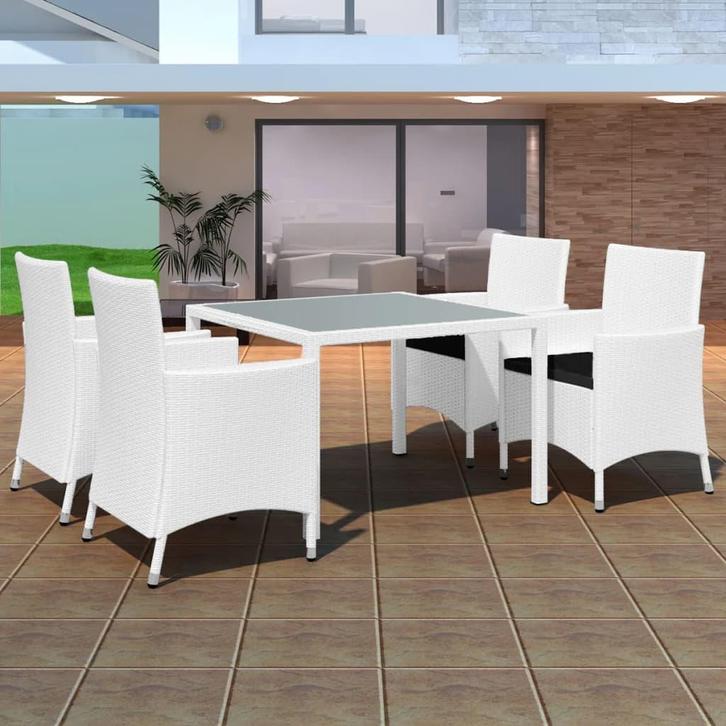vidaXL 5-delige Tuinset poly rattan crèmewit, Tuin en Terras, Tuinsets en Loungesets, Tuinset, Nieuw, Verzenden