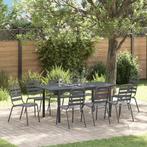 vidaXL Tuin Eettafel Set 9 pcs Antraciet Poedergecoat staal, Tuin en Terras, Verzenden, Nieuw