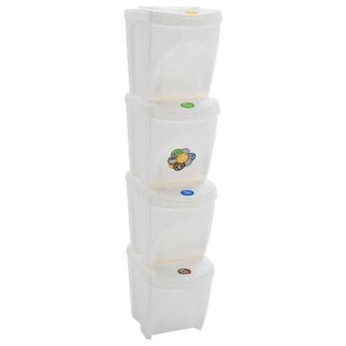 vidaXL Vuilnisbakken 4 st stapelbaar 100 L polypropeen wit, Huis en Inrichting, Woonaccessoires | Prullenbakken, Nieuw, Verzenden
