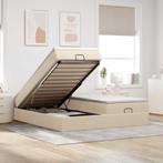vidaXL Ottoman bed met matrassen 200x200cm stof crèmekleurig, Huis en Inrichting, Slaapkamer | Bedden, Verzenden, Nieuw