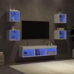 vidaXL Unités murales TV avec LED 7 pcs blanc bois, Neuf, Verzenden