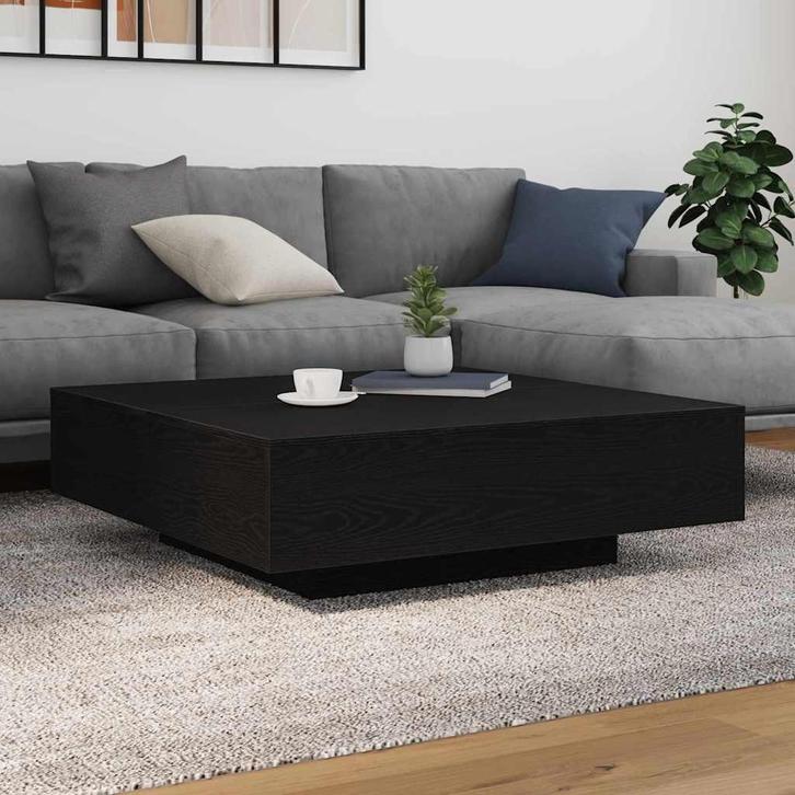 vidaXL Salontafel Zwart Eiken 100 x 100 x 31 cm Bewerkt hout, Huis en Inrichting, Tafels | Salontafels, Nieuw, Verzenden