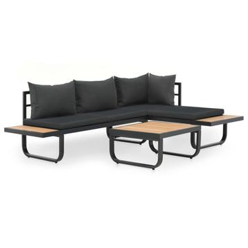 vidaXL 2-delige Tuinhoekbankenset met kussens aluminium HKC, Verzenden