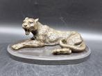 Beeld, Bronze Large Leopard - 11.5 cm - Brons, Marmer
