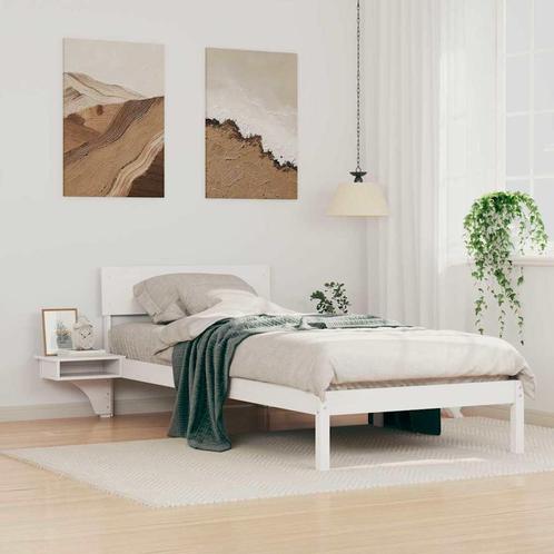 vidaXL Bedframe met nachttafels met hoofdeinde Wit Massief, Huis en Inrichting, Slaapkamer | Bedden, Nieuw, Verzenden