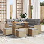 vidaXL Tuinbank Set 9 pcs Beige poly rattan, Tuin en Terras, Verzenden, Nieuw