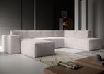 Hoekbank - Beige - Fluffy - Ribstof - Links | 261x216x80, Maison & Meubles, Canapés | Coins salons complets, Verzenden