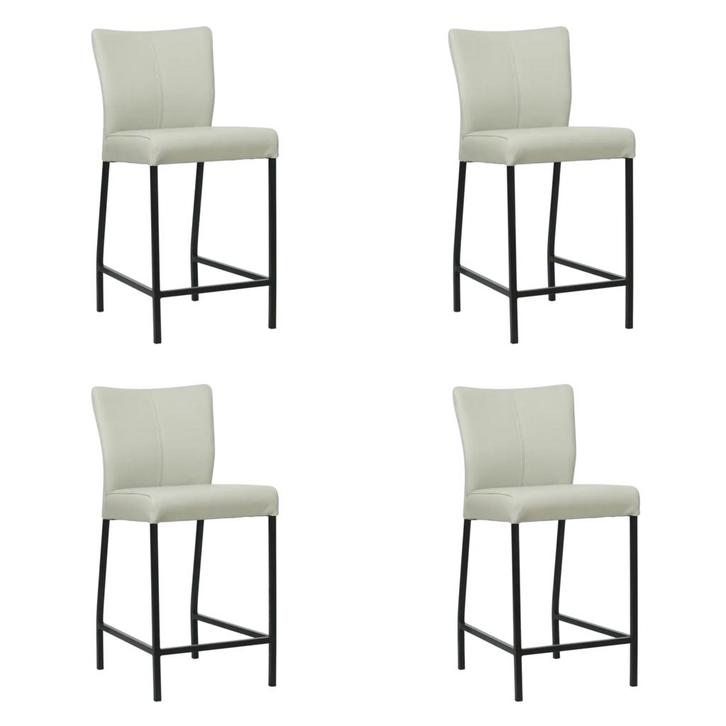 Set van 4 Leren barkrukken Revolt laag - Toledo Perle, Huis en Inrichting, Barkrukken, Nieuw, 1 kruk, Leer, 90 cm of meer, Ophalen of Verzenden