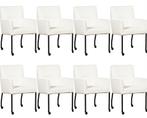 Set van 8 Witte leren moderne eetkamerstoelen - Toledo Leer, Nieuw, Vijf, Zes of meer stoelen, Eigentijds, Leer