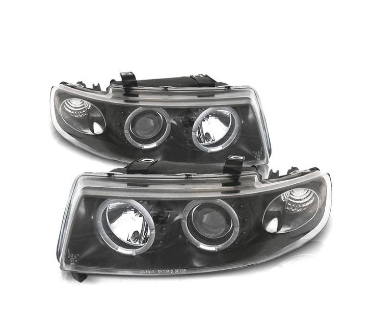 PHARES SEAT LEON TOLEDO 1M 99-05 ANGEL EYES FOND NOIR LED, Autos : Pièces & Accessoires, Éclairage, Envoi