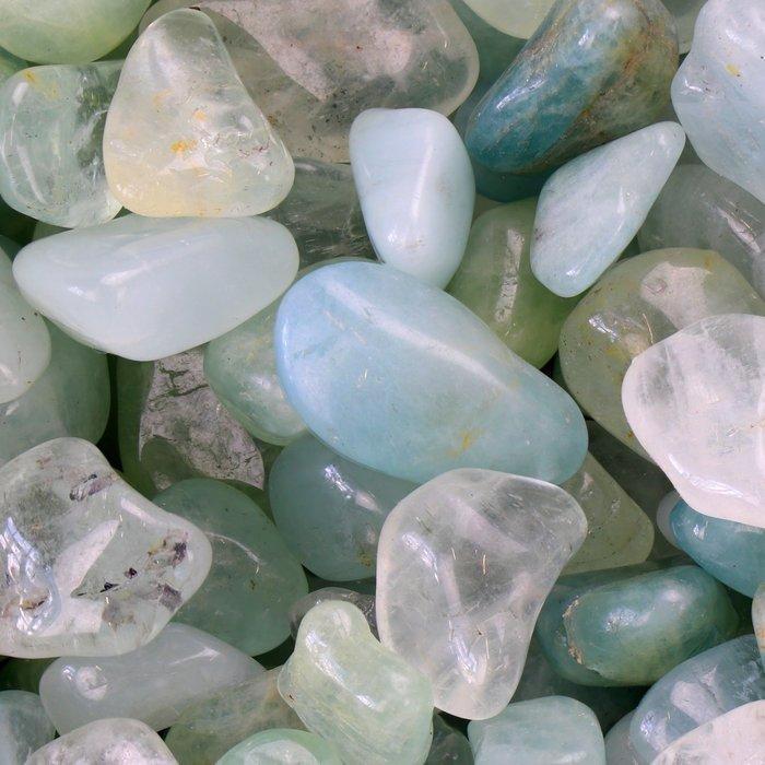 Laatste kavels!! - AAA Kwaliteit - Aquamarine - Getrommelde, Antiquités & Art, Curiosités & Brocante