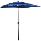 vidaXL Parasol 3-laags met aluminium paal 2x2 m azuurblauw, Tuin en Terras, Verzenden, Nieuw