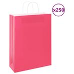 vidaXL Papieren zakken 250 st met hengsels 32x12x42 cm roze, Diversen, Cadeauverpakkingen, Verzenden, Nieuw