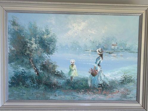 European School (XX) (Signed R. Jamys) - A day at the lake, Antiek en Kunst, Kunst | Schilderijen | Klassiek