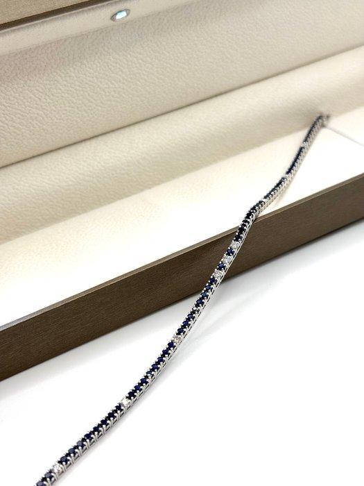 Tennis armband - 18 karaat Witgoud - 4.45ct. tw. Saffier -, Handtassen en Accessoires, Antieke sieraden