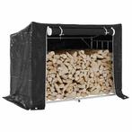 vidaXL Haardhoutrek met regenhoes 151x80,5x110,5 cm staal, Tuin en Terras, Brandhout, Verzenden