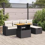 vidaXL 6-delige Loungeset met kussens poly rattan acacia, Tuin en Terras, Tuinsets en Loungesets, Verzenden, Nieuw, Loungeset