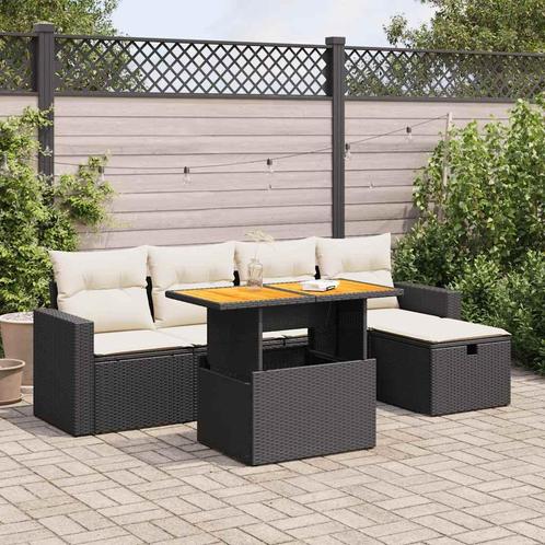 vidaXL 6-delige Loungeset met kussens poly rattan acacia, Tuin en Terras, Tuinsets en Loungesets, Loungeset, Nieuw, Verzenden