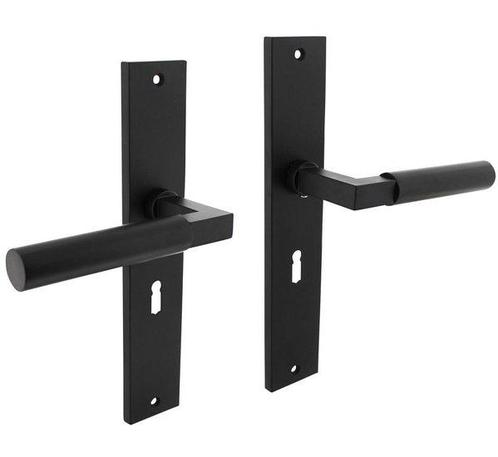 Intersteel deurkruk Bau-Stil op langschild SL56 mat zwart, Doe-het-zelf en Bouw, Hang- en Sluitwerk, Ophalen of Verzenden