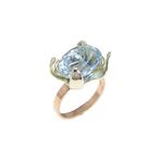 Ring - 9 kt. Roségoud, Witgoud -  6.45ct. tw. Aquamarijn, Handtassen en Accessoires, Nieuw