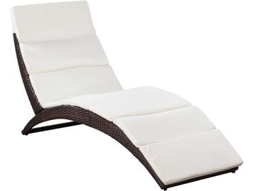 vidaXL - Ligbed - inklapbaar - met - kussen - poly - rattan, Verzenden