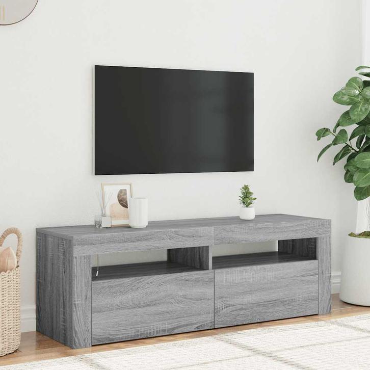 vidaXL Tv-meubel met LED-verlichting 120x35x40 cm grijs, Huis en Inrichting, Kasten |Televisiemeubels, Nieuw, Verzenden