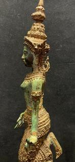 Bronzen oud beeld tempelwachter/danseres. - Statue -