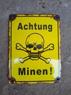 Waarschuwing mijnen bord - Emaille plaat - Staal, Antiek en Kunst