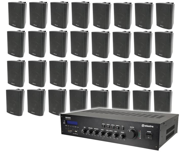 Geluidsinstallatie Met 19 Inch 100V Versterker En 32 Zwarte, Audio, Tv en Foto, Luidsprekerboxen